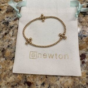 ENewton signature cross Gold Beaded Bracelet